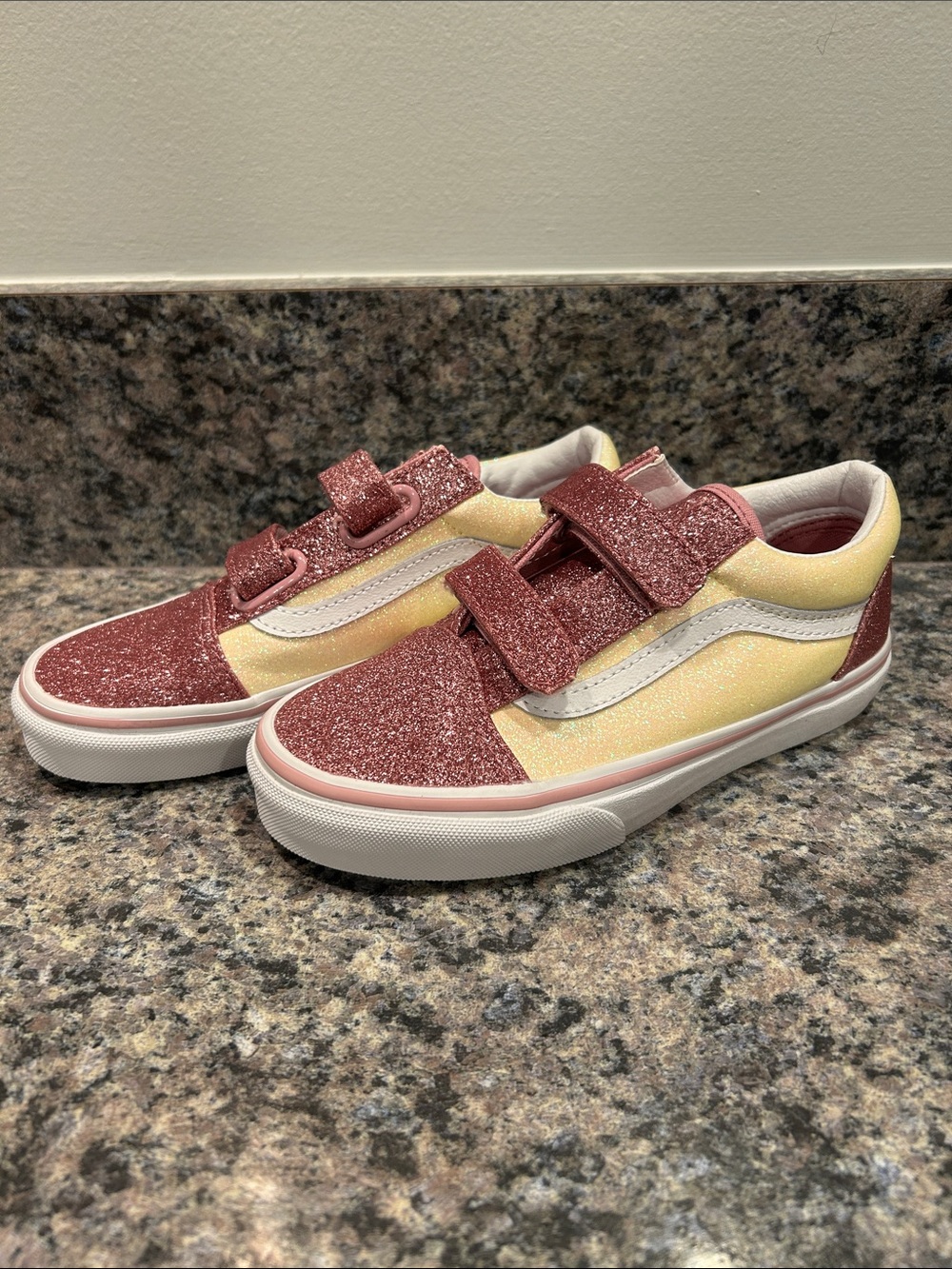 Vans Kids Glitter Velcro Sneakers - Pink & Yellow- New without tags